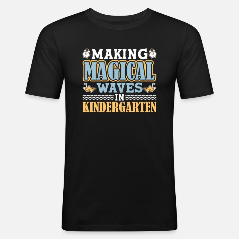 Kindergärtner Lehrer Regenbogenfarben - Männer Slim Fit T-Shirt - Schwarz