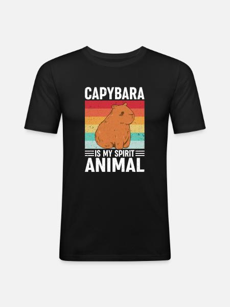Capybara rongeur capybara capybara - T-shirt près du corps Homme - noir