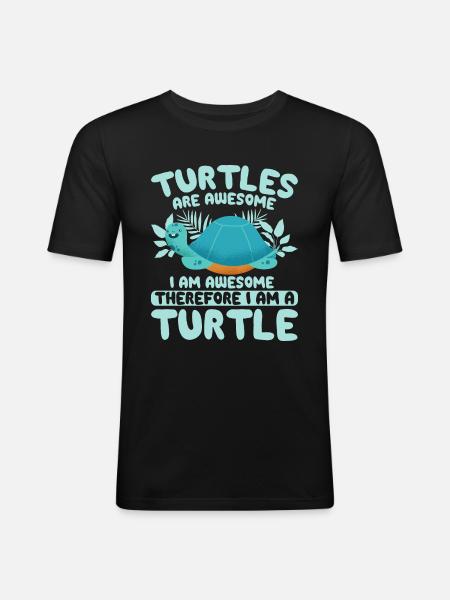 Turtles -Sea Turtle -Hawaiian - Men's Slim Fit T-Shirt - black
