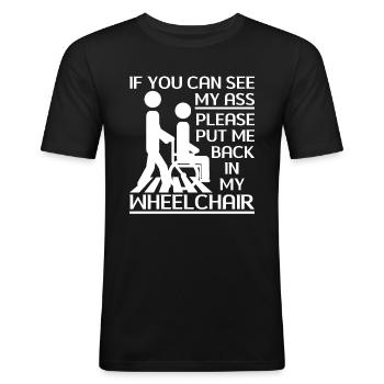 Amputation Überlebende Behinderten Rollstuhlkostüm - Männer Slim Fit T-Shirt - Schwarz - Vorne - Nik (191cm)