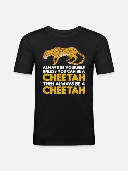 Leopard Portrait Tier - Männer Slim Fit T-Shirt - Schwarz