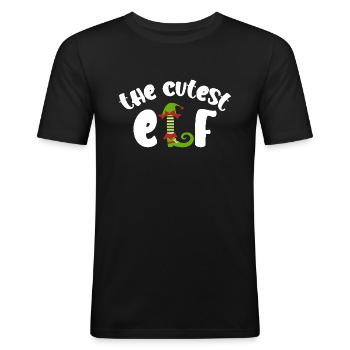 Weihnachten Weihnachts Elfen - Männer Slim Fit T-Shirt - Schwarz - Vorne - Nik (191cm)