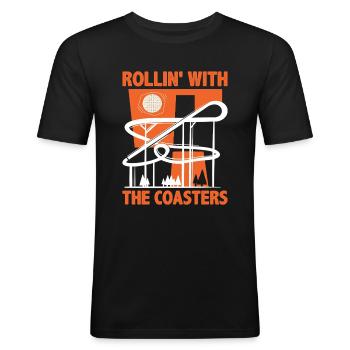 Achterbahnstrecke Achterbahnliebhaber Völker - Männer Slim Fit T-Shirt - Schwarz - Vorne - Nik (191cm)