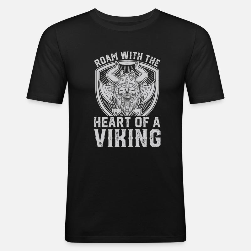 Wikinger Mythos Odin Ravens Huginn - Männer Slim Fit T-Shirt - Schwarz