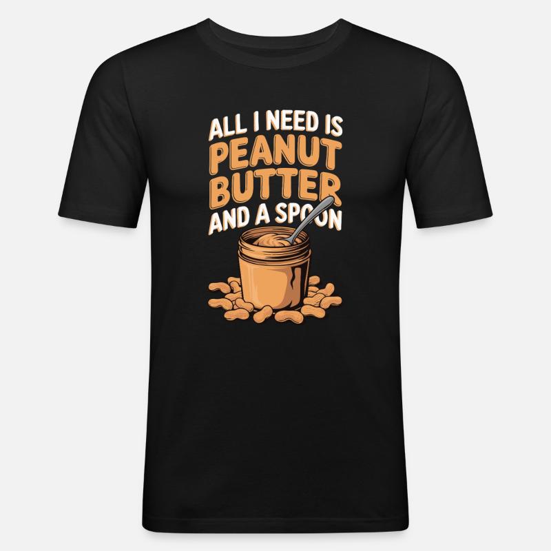 Erdnussbutter Erdnussbodybuilder - Männer Slim Fit T-Shirt - Schwarz