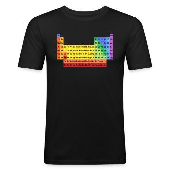 Vollständiges, Buntes Periodensystem der Elemente - Männer Slim Fit T-Shirt - Schwarz - Vorne - Nik (191cm)