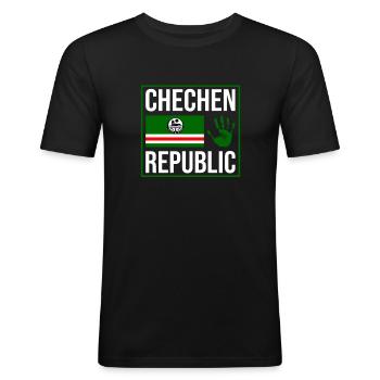 Chechen Republic, Strong Chechnya Flag, Chechnyan - Men's Slim Fit T-Shirt - black - Front - Nik (191cm)
