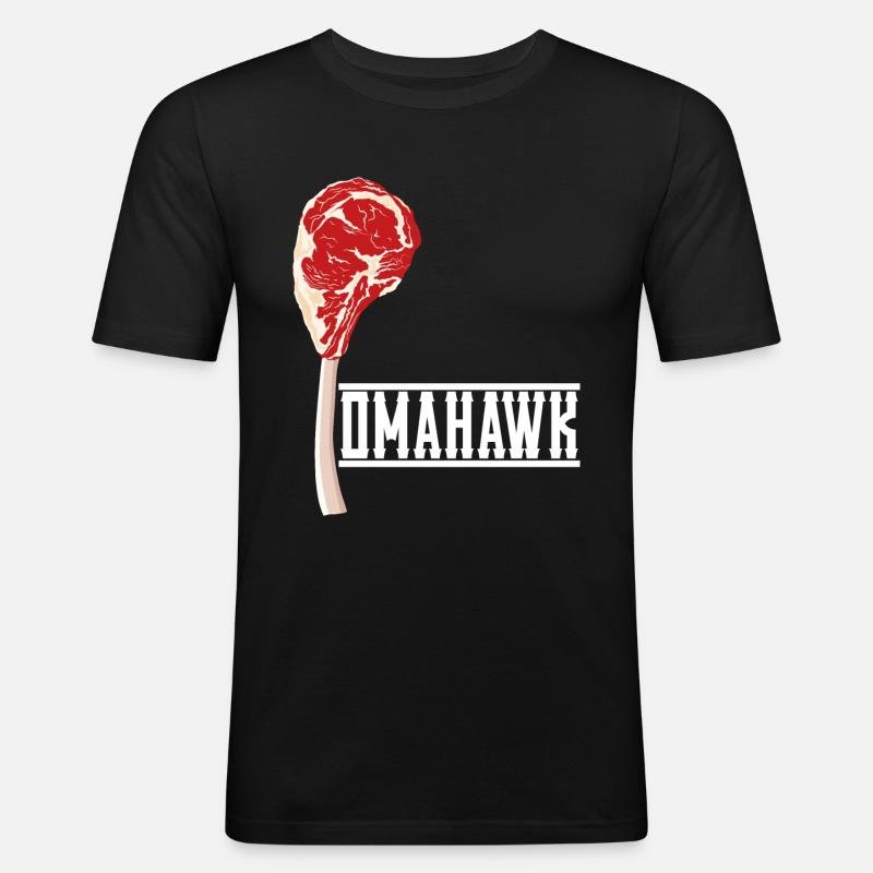 Tomahawk Steak - Männer Slim Fit T-Shirt - Schwarz