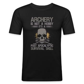 Le tir à l’arc n’est pas une chasse au passe-temps à long terme - T-shirt près du corps Homme - noir - Devant - Nik (191cm)