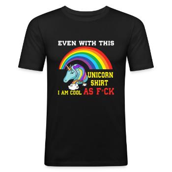 Drôle sarcastique - T-shirt près du corps Homme - noir - Devant - Nik (191cm)