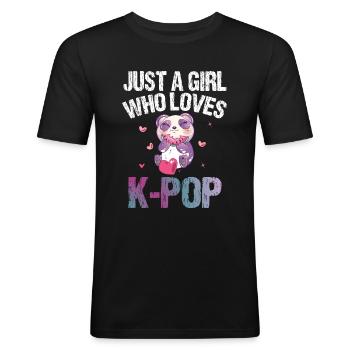 Nur Ein Mädchen, Das K-Pop Korean Panda Music - Männer Slim Fit T-Shirt - Schwarz - Vorne - Nik (191cm)