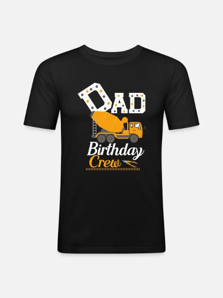 Papa Birthday Crew Construction Theme - Men's Slim Fit T-Shirt - black