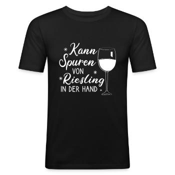 Kann Spuren Von Riesling Enthalten Weintrinker - Männer Slim Fit T-Shirt - Schwarz - Vorne - Nik (191cm)