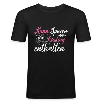 Kann Spuren Von Riesling Enthalten Weintrinker - Männer Slim Fit T-Shirt - Schwarz - Vorne - Nik (191cm)