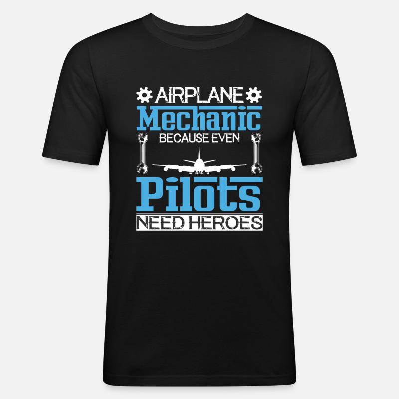 Flugzeugpilot Des Flugzeugmechanikers - Männer Slim Fit T-Shirt - Schwarz