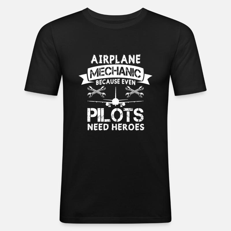 Flugzeugpilot Des Flugzeugmechanikers - Männer Slim Fit T-Shirt - Schwarz