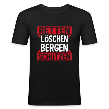 Motto Feuerwehr Feuerwehrmann Feuerwehrfrau - Männer Slim Fit T-Shirt - Schwarz - Vorne - Nik (191cm)