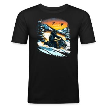 Snowmobiling - Men's Slim Fit T-Shirt - black - Front - Nik (191cm)