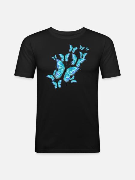 Papillons - T-shirt près du corps Homme - noir