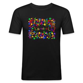Karneval Fasching Kostüm Konfetti Luftschlangen - Männer Slim Fit T-Shirt - Schwarz - Vorne - Nik (191cm)