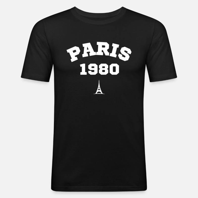 Paris 1980 - Männer Slim Fit T-Shirt - Schwarz