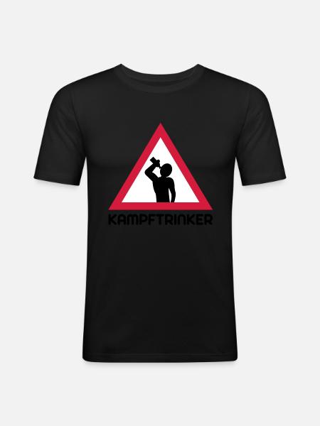 Kampftrinker - Männer Slim Fit T-Shirt - Schwarz