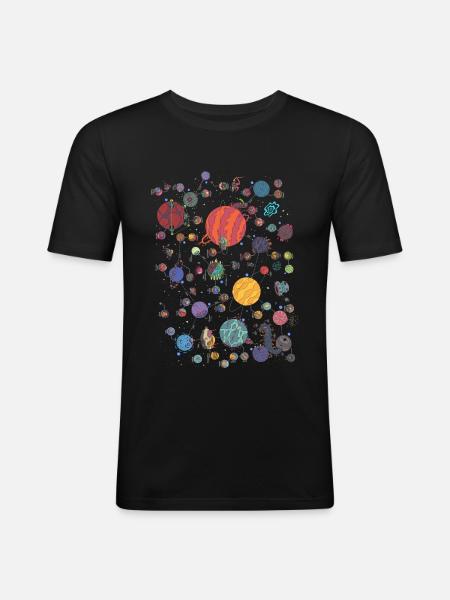 Space Planet Galaxy Graphique - T-shirt près du corps Homme - noir