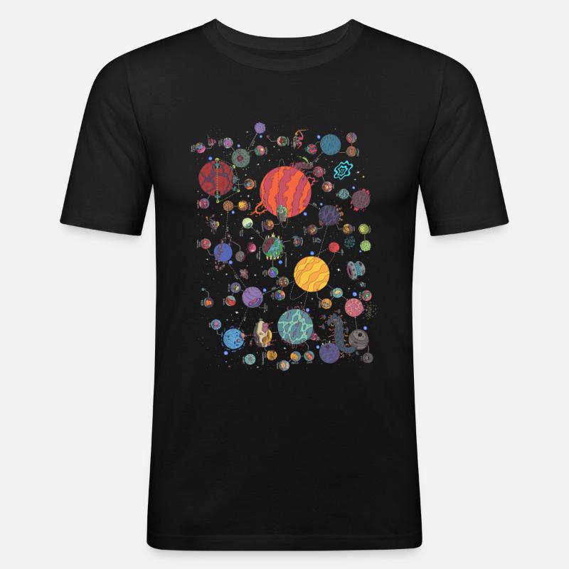 Space Planet Galaxie Grafik - Männer Slim Fit T-Shirt - Schwarz