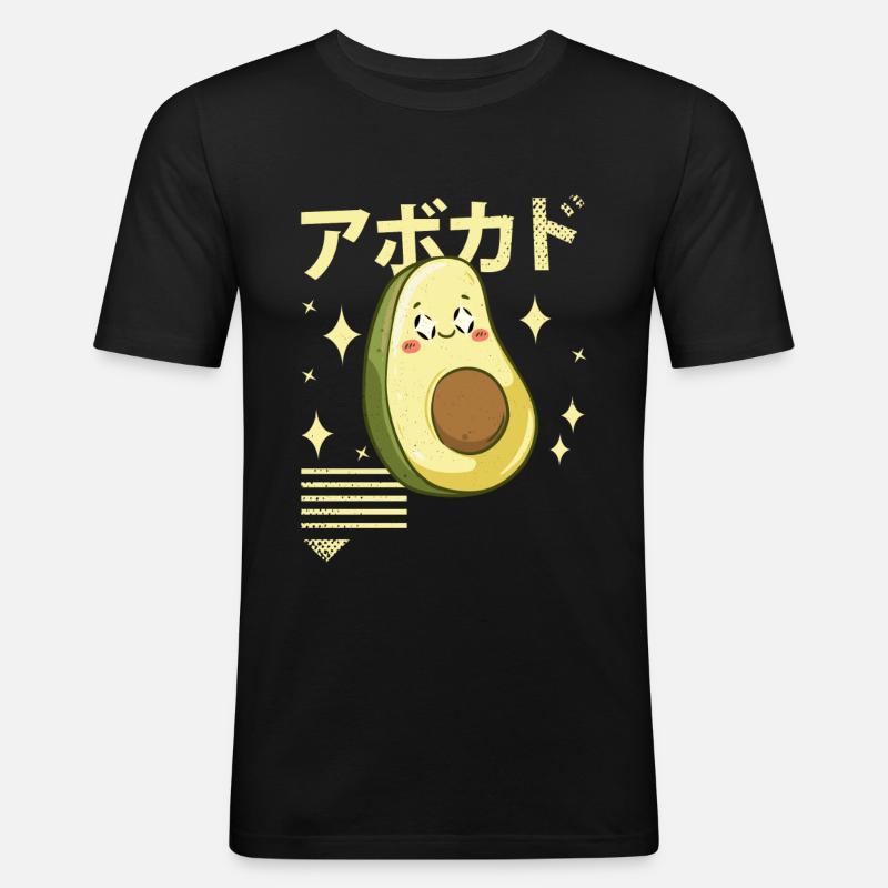 Kawaii Awacado - Männer Slim Fit T-Shirt - Schwarz