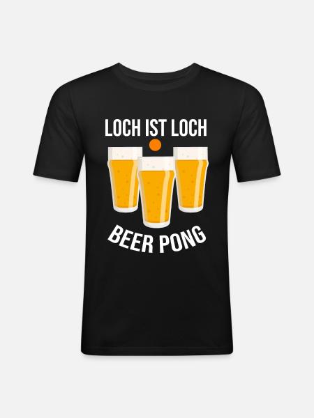beerpong - Männer Slim Fit T-Shirt - Schwarz