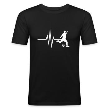Mein Herz schlägt für Fussball - Sport Fitness - Männer Slim Fit T-Shirt - Schwarz - Vorne - Nik (191cm)