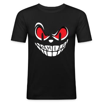 Smile Face - Männer Slim Fit T-Shirt - Schwarz - Vorne - Nik (191cm)