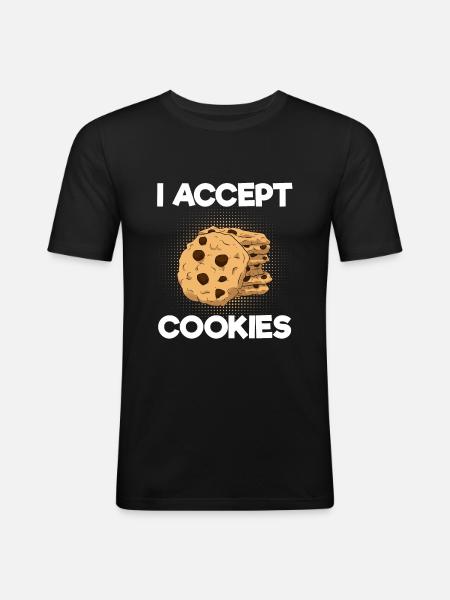 J'accepte les cookies biscuits Internet - T-shirt près du corps Homme - noir