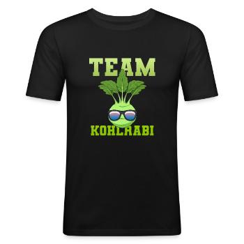 Team Kohlrabi Superfood Veganer Vegetarier - Männer Slim Fit T-Shirt - Schwarz - Vorne - Nik (191cm)