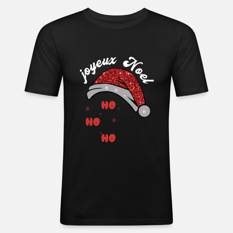 Joyeux Noël - Männer Slim Fit T-Shirt - Schwarz