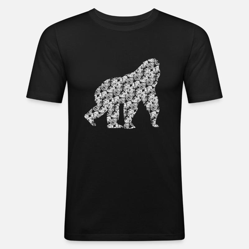 Gorillas Muster Gorilla - Männer Slim Fit T-Shirt - Schwarz