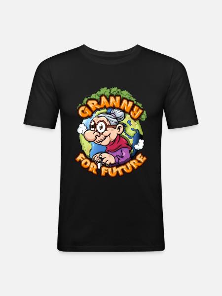 Granny for Future - Männer Slim Fit T-Shirt - Schwarz