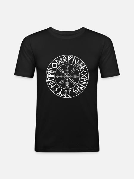 Helm of Awe Viking terror runes characters - Men's Slim Fit T-Shirt - black