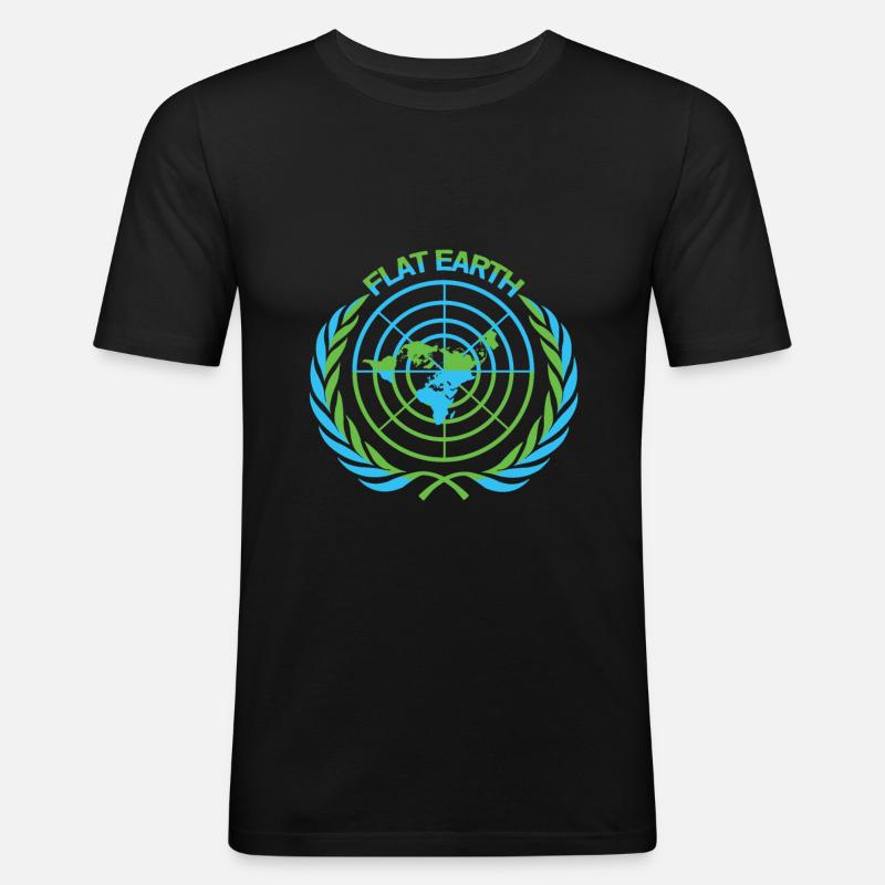 Flat Earth - Männer Slim Fit T-Shirt - Schwarz