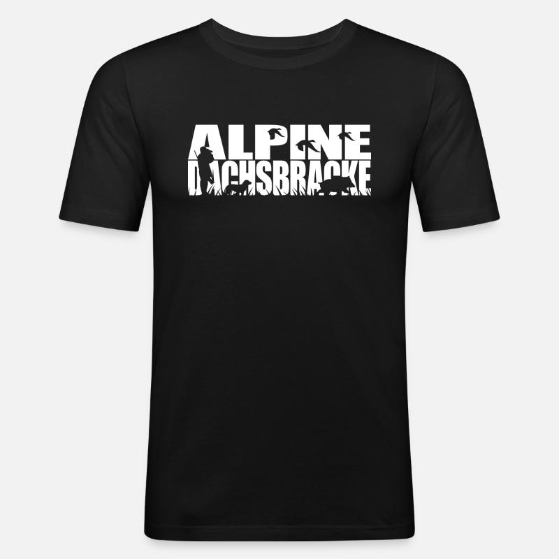 ALPINE DACHSBRACKE Jagdhunde Jagdhund Wilsigns - Männer Slim Fit T-Shirt - Schwarz