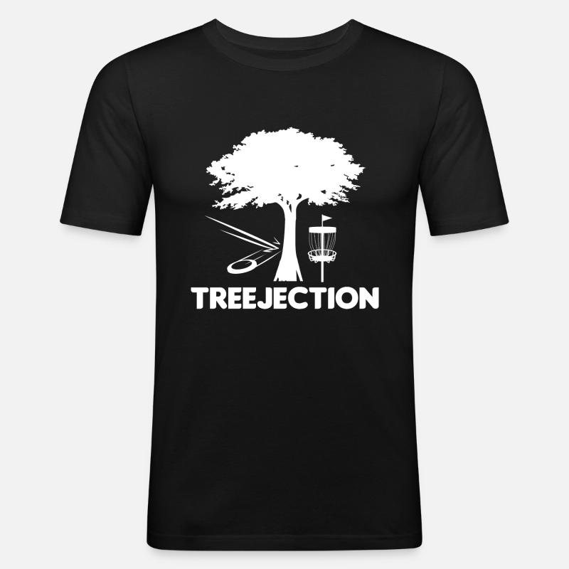 Treejection Disc Golf - Männer Slim Fit T-Shirt - Schwarz