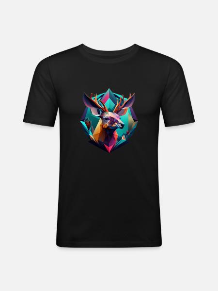 Geometric fauna, deer - Men's Slim Fit T-Shirt - black