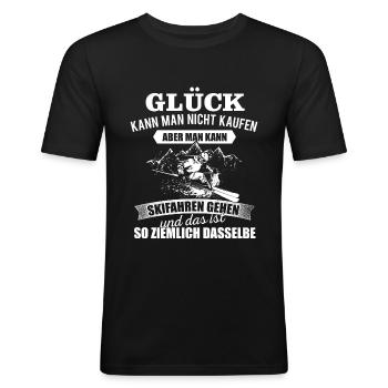 Glück Ski fahren Skier - Männer Slim Fit T-Shirt - Schwarz - Vorne - Nik (191cm)