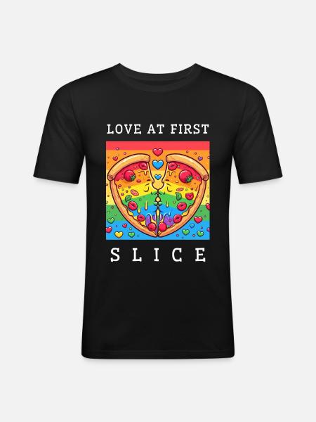 Love at first slice - Men's Slim Fit T-Shirt - black