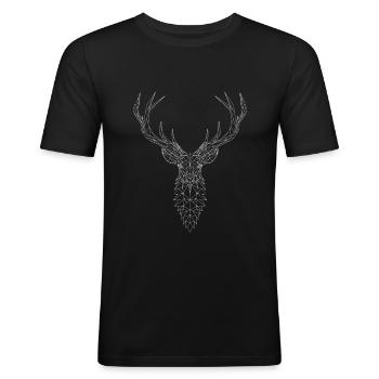 Deer geometric - Men's Slim Fit T-Shirt - black - Front - Nik (191cm)