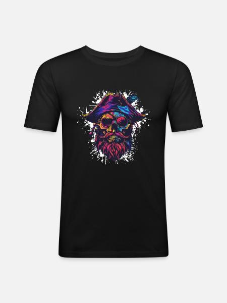 Pirate Skull - Men's Slim Fit T-Shirt - black