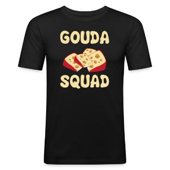 Gouda Design für Käserei und Gouda-Käse - Männer Slim Fit T-Shirt - Schwarz - Vorne - Nik (191cm)