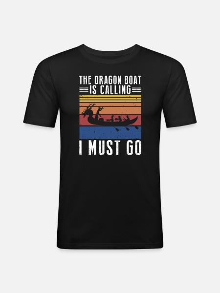 Drachenboot und Drachenboot Crew - Männer Slim Fit T-Shirt - Schwarz