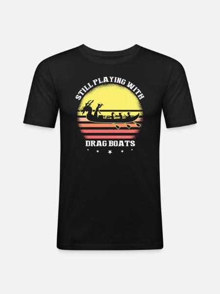 Drachenboot und Drachenboot Crew - Männer Slim Fit T-Shirt - Schwarz
