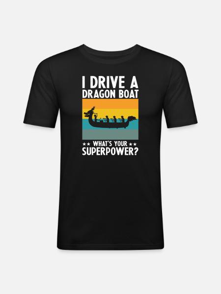 Drachenboot und Drachenboot Crew - Männer Slim Fit T-Shirt - Schwarz